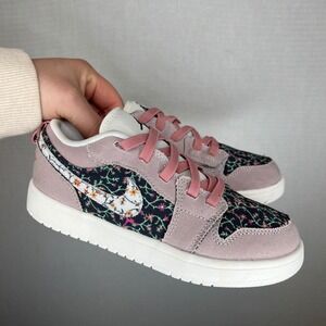 Jordan 1 Low Floral Canvas Pink Multi Color Kids Sneakers FB4420-600